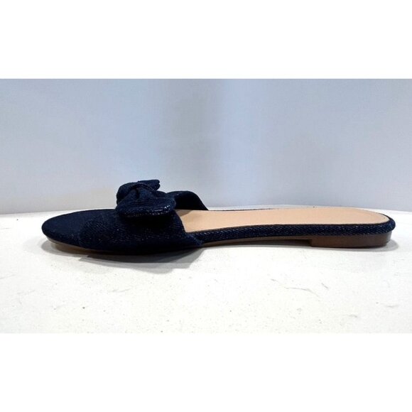 J. Crew Women's Denim Bow Knot Slides in Blue - Sz 10 - Picture 3 of 7